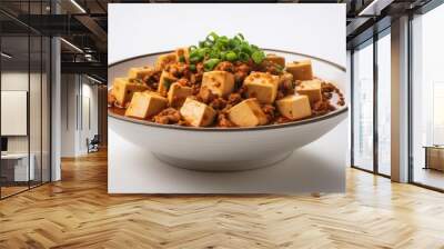 Chinese Food, Mapo Tofu on white background isolated. Wall mural