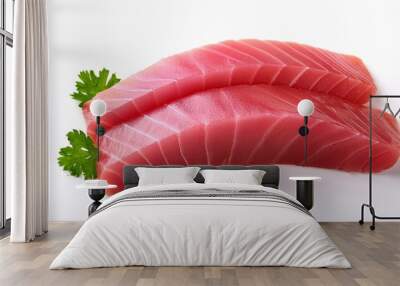 Sashimi tuna with white background isolated Wall mural