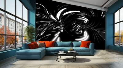 360 degree full panorama environment map of black abstract twist vortex whirl round geometric shape building interior 3d render illustration hdri hdr vr virtual reality Wall mural