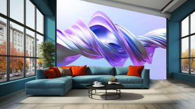 colourful twisted shape with metallic surface 3d render illustration Wall mural