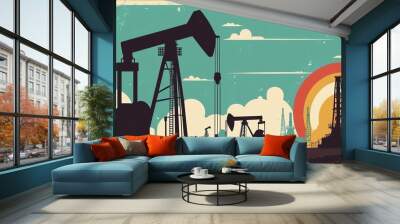 Modern Flat Style: Oil Industry Concept Design in Vector Wall mural