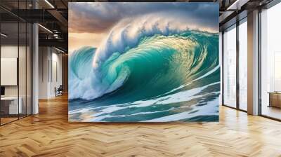 Stormy Sea: The Crest of a Powerful Wave Wall mural