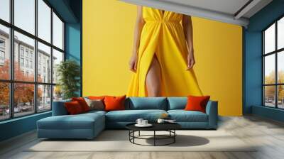 Yellow Fashion | Model in a Vibrant Summer Dress Wall mural