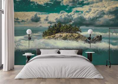 tropical moving island in the sea Wall mural