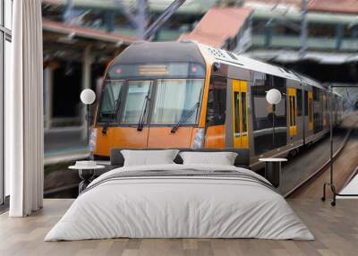 Commuter train approaching a train station in Sydney NSW Australia Wall mural