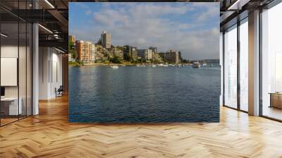 Double Bay and Rose Bay a beautiful affluent and wealthy suburb on Sydney Harbour with small beach and yachts lining the foreshores Sydney NSW Australia Wall mural