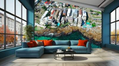 Panoramic  Aerial Drone View Bondi Beach Sydney NSW Australia Wall mural