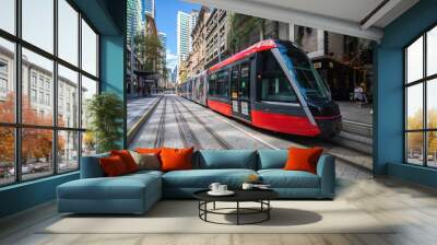 Tram moving through George St in Sydney NSW Australia Wall mural