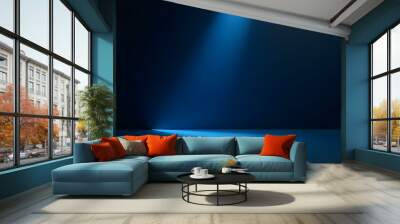 A minimalist design showcasing a single blue beam on a smooth black surface create with ai Wall mural