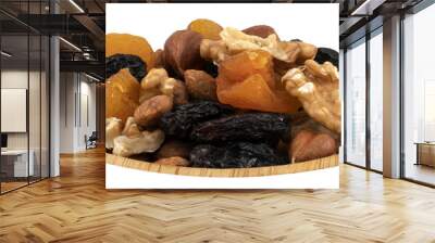 raw dried almonds walnuts hazelnuts apricots plums Wall mural