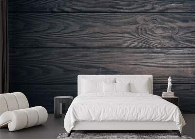 texture of black wood use as natural background, gloomy wooden table Wall mural