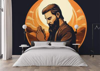 illustration of a person when prayer Wall mural