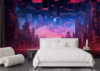 Technology and futuristic concept art, cyber illustration Wall mural