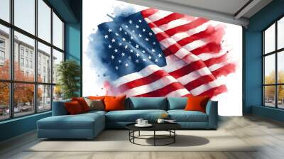 Watercolor Flag of USA Wall mural