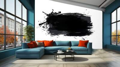 Black ink grunge splash isolated on white background Wall mural