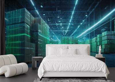 digitized container inventory with illuminated location mapping Wall mural