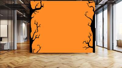 Halloween night background with bats and Jack O' Lanterns. Vector poster illustration with place for your text. Wall mural