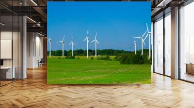 Windmill type wind electricity generator in the field in Latvia in summer Wall mural