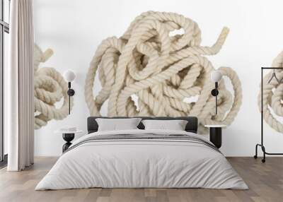 Rope closeup on white background isolated. Set or collection Wall mural