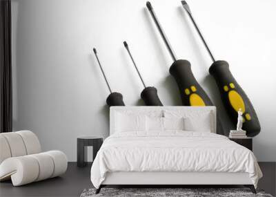 Screwdrivers on white background Wall mural