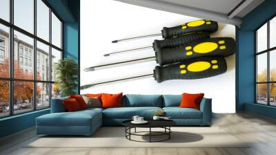 Screwdrivers on white background Wall mural