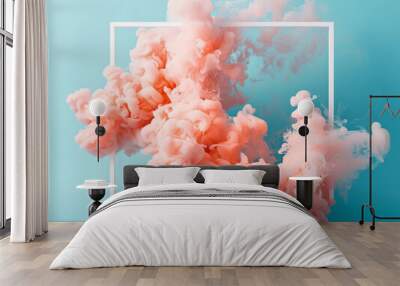 pink smoke in a square frame Wall mural