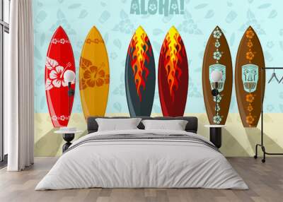 vector illustration of surf boards Wall mural