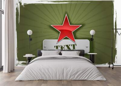 Vector red and green star frame 2 Wall mural