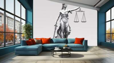 stone justice statue with scales in hand Wall mural