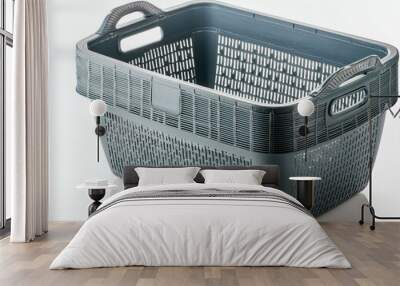 A grey plastic basket with a mesh handle Wall mural