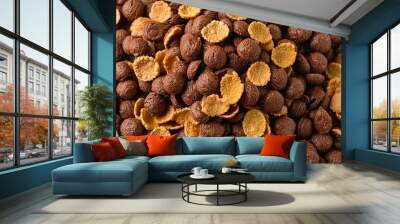 A pile of cereal with brown and yellow pieces Wall mural