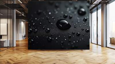 Drops of pure water rain isolated on dark gray background Wall mural