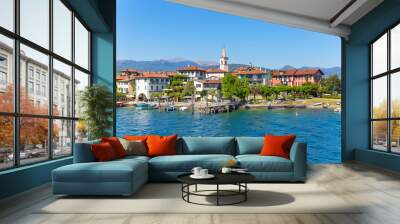 Stresa, Verbania, Italy - April 21, 2017: View of Island Fishermen; the Borromean Islands of Lake Maggiore in Piedmont, Italy. Wall mural