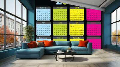 Calendar 2012 monday-sunday Wall mural