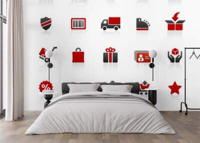 Red & Black Website Icons Wall mural