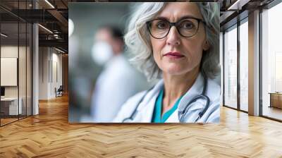 Female scientist doctor in a hospital lab and research facility Wall mural