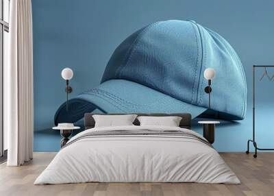 Blue cap mockup. Wall mural