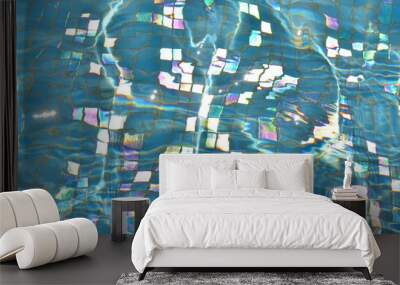 abstract blue background with water Wall mural