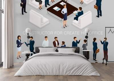 Business people isometric set to create his illustrations meeting with men and women in corporate attire isolated on a gray background vector illustration Wall mural