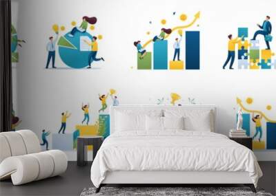 Set of mini business concepts of entrepreneurs. Concepts for web design Wall mural