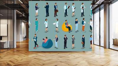 trend isometric people of different professions, hospital staff, surgeon, doctor, nurse, freelancers Wall mural