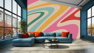 bright multicolored retro poster made of lines Wall mural