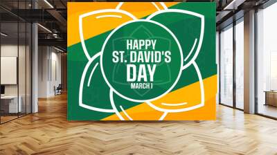 Happy St. David's Day. March 1. Vector illustration. Holiday poster. Wall mural