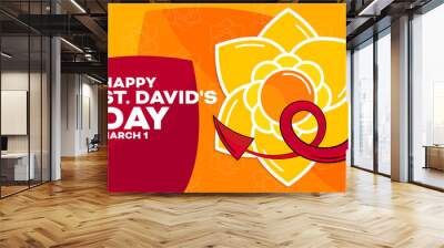 Happy St. David's Day. March 1. Vector illustration. Holiday poster. Wall mural