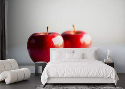 Red apple on white background, vegetarian food
 Wall mural