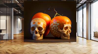 Apricot skulls generative art Wall mural