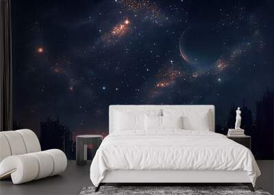 Beautiful starry night with stars like sequins in the night Wall mural