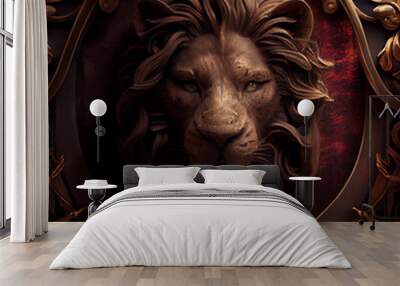 Gothic lion emblem ai art Wall mural