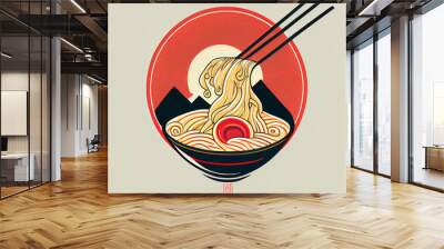 Ramen icon emblem generative art Wall mural