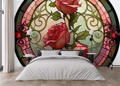 red rose on a white background art nouveau style image Wall mural